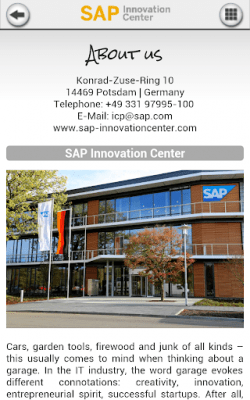 Capture d'écran de l'application SAP Innovation Center - #2