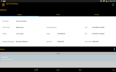 Capture d'écran de l'application SAP CRM Service Manager Tablet - #1