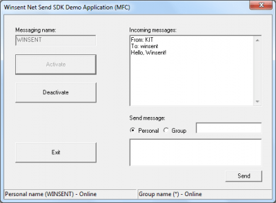 Capture d'écran de l'application Net Send SDK - #1