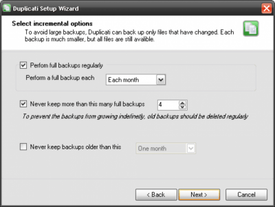 Capture d'écran de l'application Duplicati - #3