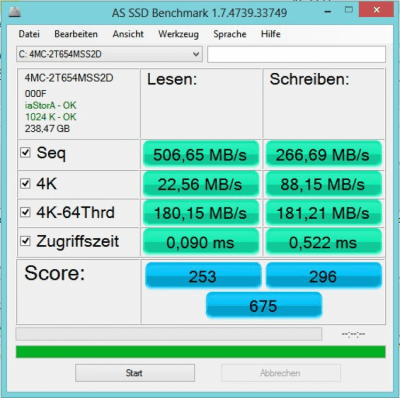 Capture d'écran de l'application AS SSD benchmark - #1