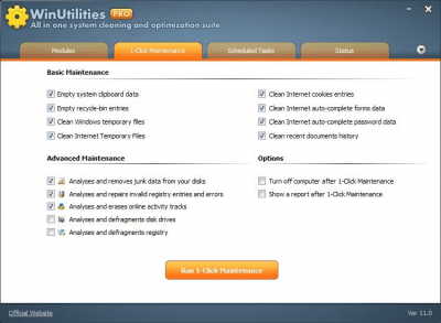 Capture d'écran de l'application WinUtilities Pro - #2