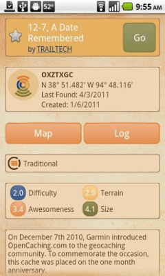 Capture d'écran de l'application OpenCaching - #3