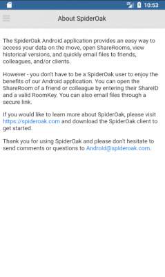 Capture d'écran de l'application SpiderOakONE - #2