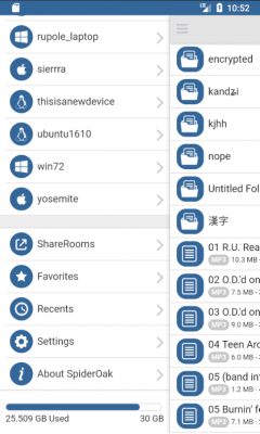 Capture d'écran de l'application SpiderOakONE - #3