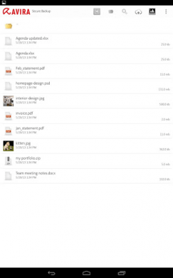 Capture d'écran de l'application Avira Secure Backup - #3