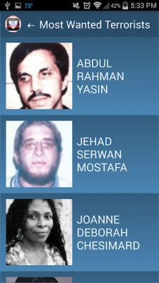 Capture d'écran de l'application FBI Most Wanted - #9