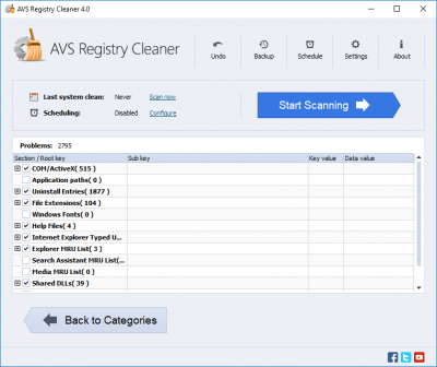 Capture d'écran de l'application AVS Registry Cleaner - #1