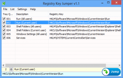 Capture d'écran de l'application Registry Key Jumper - #1