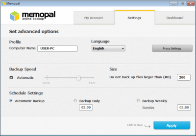 Capture d'écran de l'application Memopal Online Backup - #2