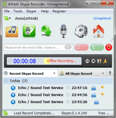 Capture d'écran de l'application AthTek Skype Recorder - #1