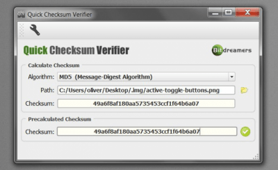 Capture d'écran de l'application Checksum Verifier - #1