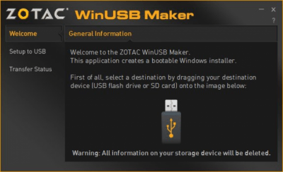 Capture d'écran de l'application ZOTAC WinUSB Maker - #1