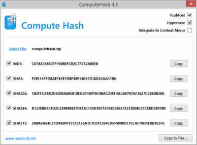 Capture d'écran de l'application Compute Hash - #1