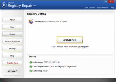 Capture d'écran de l'application Simnet Registry Repair - #2