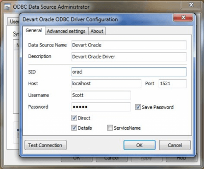 Capture d'écran de l'application Oracle ODBC driver - #1