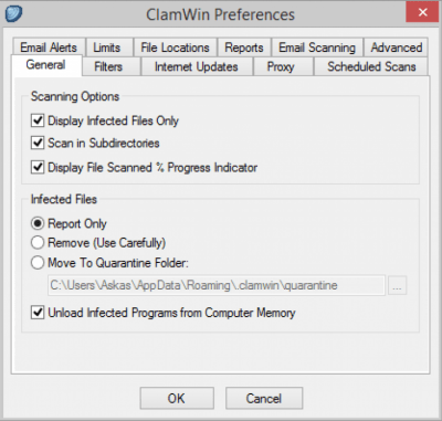 Capture d'écran de l'application ClamWin Free Antivirus - #2