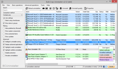 Capture d'écran de l'application Bulk Crap Uninstaller - #1