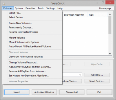 Capture d'écran de l'application VeraCrypt - #1