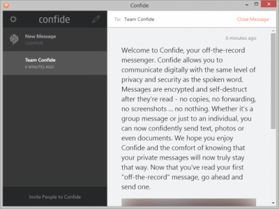 Capture d'écran de l'application Confide pour Windows - #2
