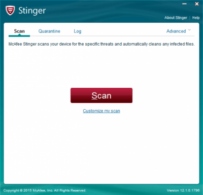 Capture d'écran de l'application McAfee Stinger - #1