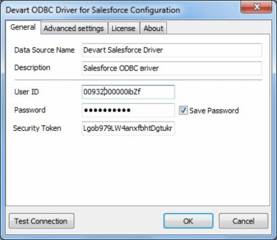 Capture d'écran de l'application Pilote ODBC de Salesforce - #1