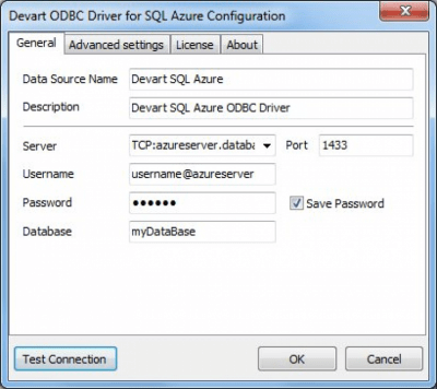 Capture d'écran de l'application Pilote ODBC SQL Azure - #1