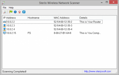 Capture d'écran de l'application SterJo Wireless Network Scanner - #1