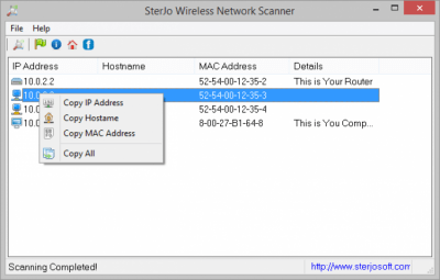 Capture d'écran de l'application SterJo Wireless Network Scanner - #2