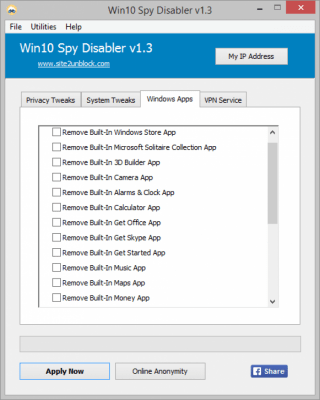 Capture d'écran de l'application Win10 Spy Disabler - #2