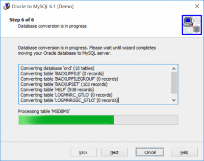 Capture d'écran de l'application Oracle-to-MySQL - #4