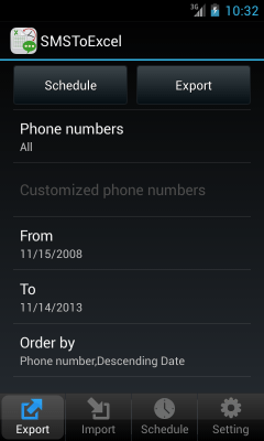 Capture d'écran de l'application SMSToExcel Backup SMS in Excel - #7