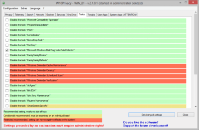 Capture d'écran de l'application W10Privacy - #1