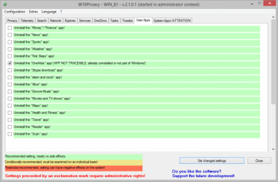 Capture d'écran de l'application W10Privacy - #2