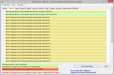 Capture d'écran de l'application W10Privacy - #3