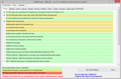Capture d'écran de l'application W10Privacy - #5