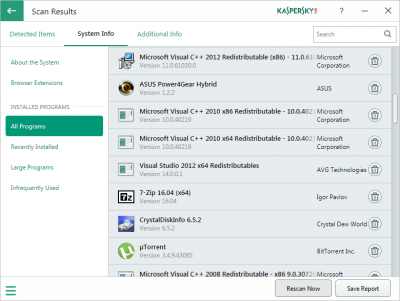 Capture d'écran de l'application Kaspersky System Checker - #2
