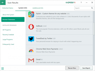 Capture d'écran de l'application Kaspersky System Checker - #4