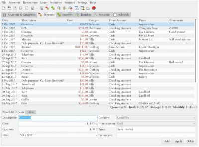 Capture d'écran de l'application Eqonomize! - #3
