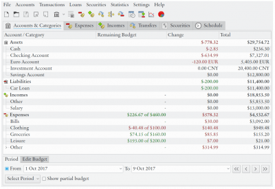Capture d'écran de l'application Eqonomize! - #5