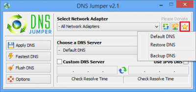 Capture d'écran de l'application DNS Jumper - #1