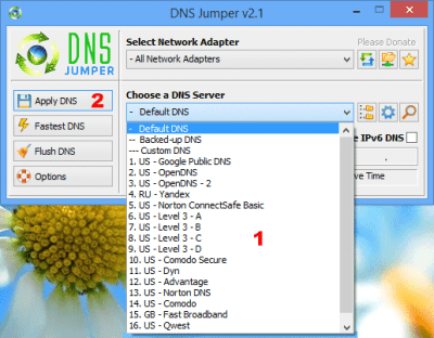 Capture d'écran de l'application DNS Jumper - #2