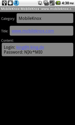 Capture d'écran de l'application MobileKnox - #2