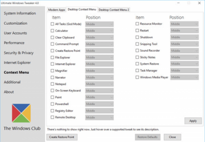 Capture d'écran de l'application Ultimate Windows Tweaker - #6
