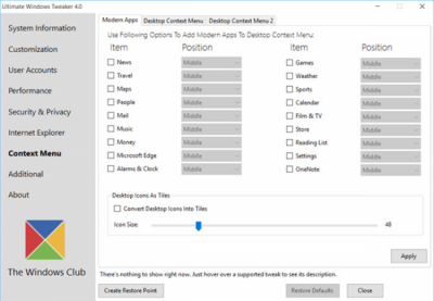 Capture d'écran de l'application Ultimate Windows Tweaker - #7