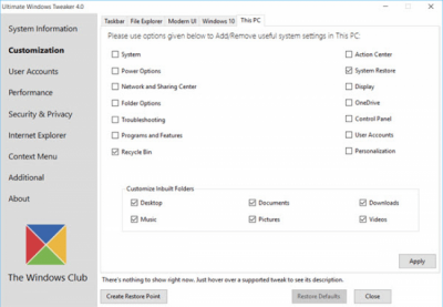 Capture d'écran de l'application Ultimate Windows Tweaker - #12
