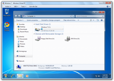 Capture d'écran de l'application Windows Virtual PC - #2