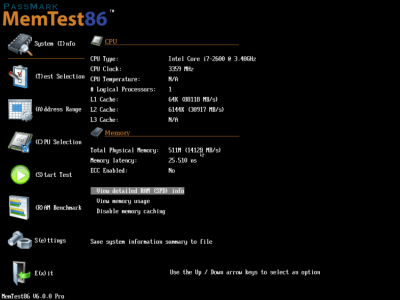 Capture d'écran de l'application Memtest86 - #2