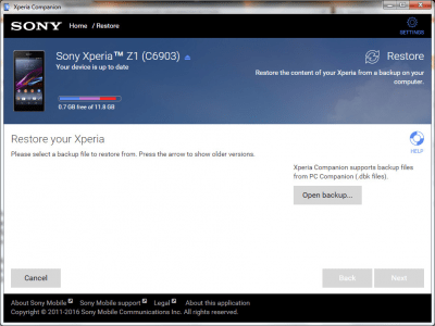 Capture d'écran de l'application Sony Xperia Companion - #2