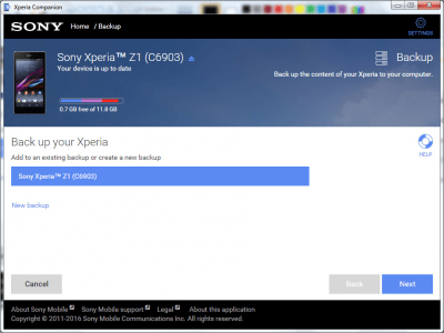 Capture d'écran de l'application Sony Xperia Companion - #3